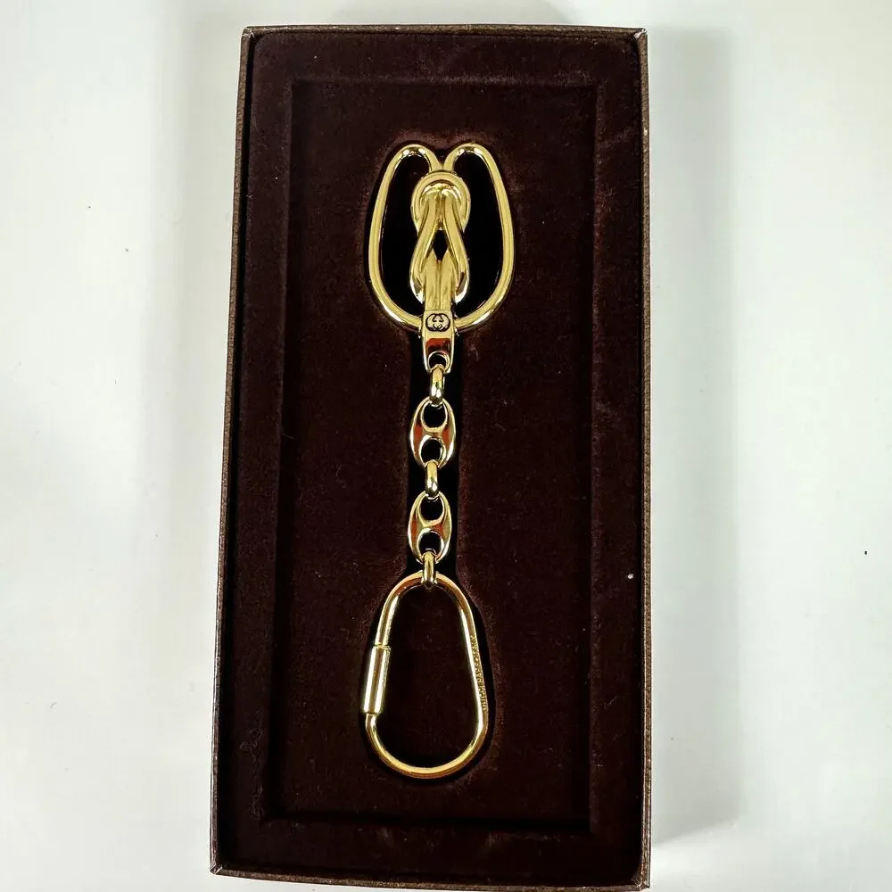 Gucci Vintage Interlocking G Key Ring w/ Box Authentic